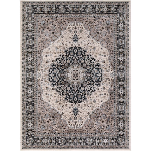 Concord Global 7 ft. 10 in. x 9 ft. 10 in. Kashan Medallion - Ivory 28527 - main